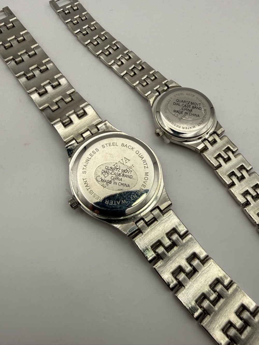 Geneva His & Hers Quartz Movement Watch Set Silver with Blue Dial (New Battery) - Picture 6 of 14